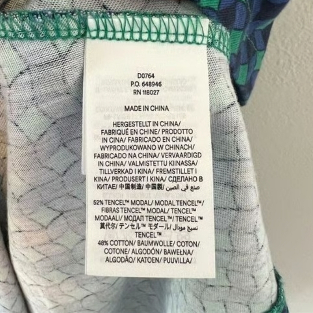 $145 Boden Laura Jersey Midi Shirt Dress Abstract Green Blue Sz 2P - Picture 4 of 10